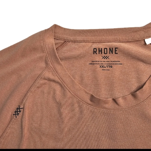 Rhone Reign Tech Men's Orange Short Sleeve XXL Active Performance Comfy Shirt - Picture 6 of 10